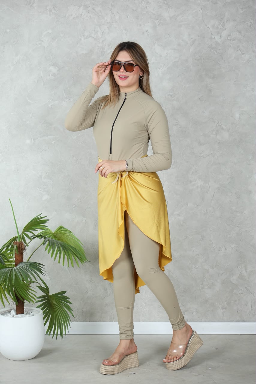 Burkini zippé manches longues