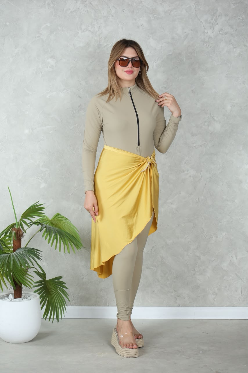 Burkini zippé manches longues