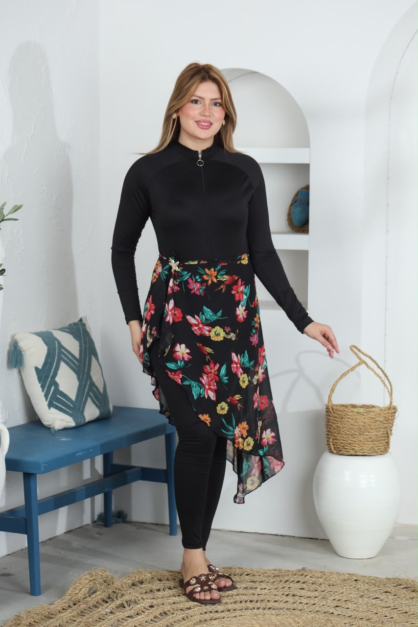 Burkini zippé manches longues