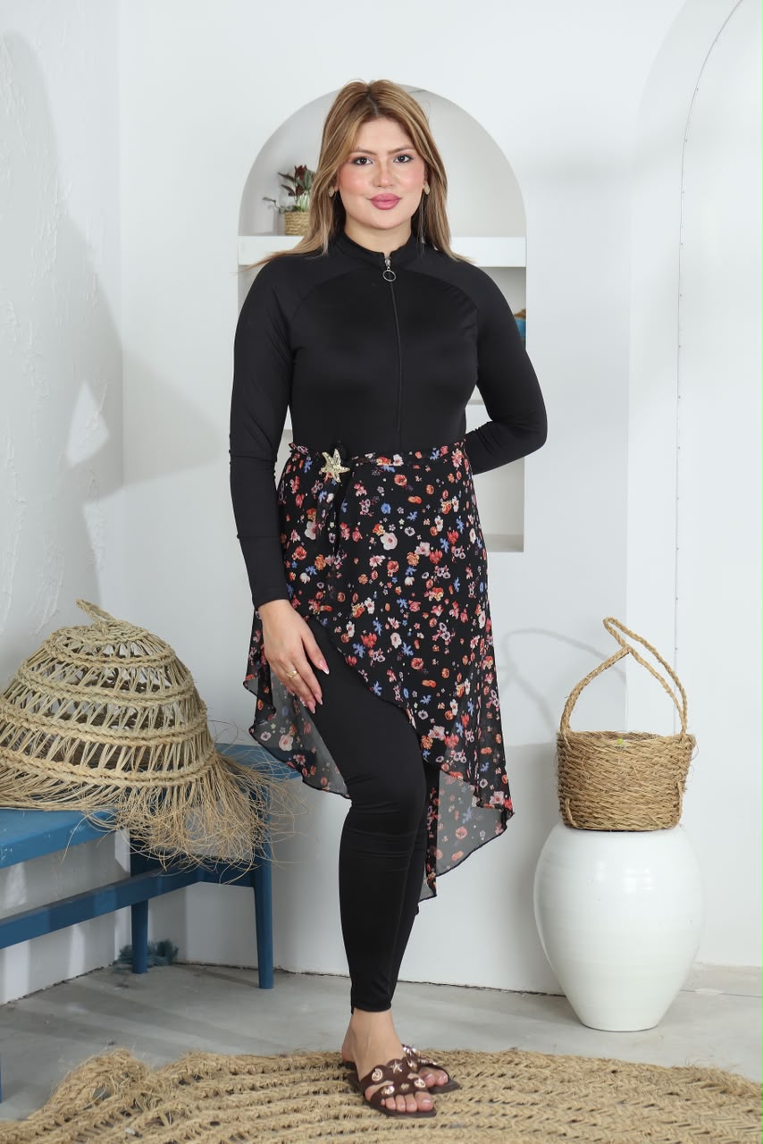 Burkini zippé manches longues